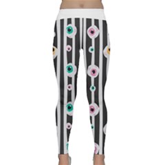 Pattern Eyeball Black And White Naive Stripes Gothic Halloween Classic Yoga Leggings by genx