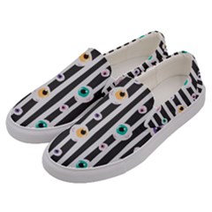 Pattern Eyeball Black And White Naive Stripes Gothic Halloween Men s Canvas Slip Ons by genx