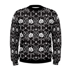 Pattern Pumpkin Spider Vintage Gothic Halloween Black And White Men s Sweatshirt by genx