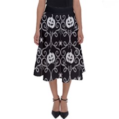 Pattern Pumpkin Spider Vintage Gothic Halloween Black And White Perfect Length Midi Skirt by genx