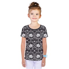 Pattern Pumpkin Spider Vintage gothic Halloween black and white Kids  One Piece Tee