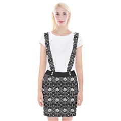 Pattern Pumpkin Spider Vintage gothic Halloween black and white Braces Suspender Skirt