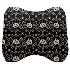 Pattern Pumpkin Spider Vintage Gothic Halloween Black And White Velour Head Support Cushion