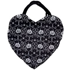 Pattern Pumpkin Spider Vintage gothic Halloween black and white Giant Heart Shaped Tote