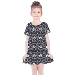 Pattern Pumpkin Spider Vintage Gothic Halloween Black And White Kids  Simple Cotton Dress by genx