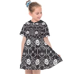 Pattern Pumpkin Spider Vintage gothic Halloween black and white Kids  Sailor Dress