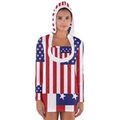 Us Flag Stars And Stripes Maga Long Sleeve Hooded T-shirt by snek