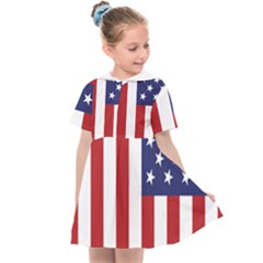 Us Flag Stars And Stripes Maga Kids  Sailor Dress by snek