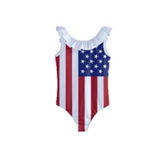 Us Flag Stars And Stripes Maga Kids  Frill Swimsuit by snek