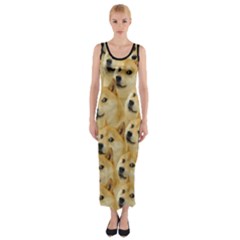 Doge Meme Doggo Kekistan Funny Pattern Fitted Maxi Dress by snek