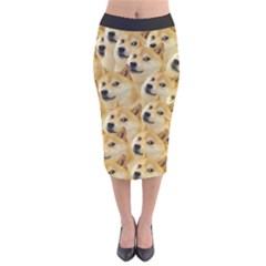 Doge Meme Doggo Kekistan Funny Pattern Velvet Midi Pencil Skirt by snek