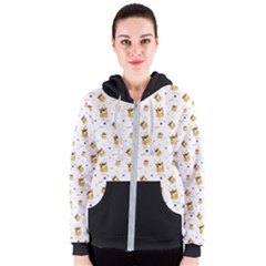 Doge Much Thug Wow Pattern Funny Kekistan Meme Dog White Women s Zipper Hoodie by snek