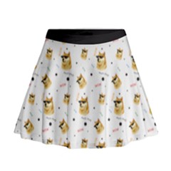 Doge Much Thug Wow Pattern Funny Kekistan Meme Dog White Mini Flare Skirt by snek