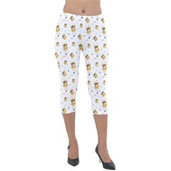 Doge Much Thug Wow Pattern Funny Kekistan Meme Dog White Lightweight Velour Capri Leggings  by snek