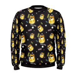 Doge Much Thug Wow Pattern Funny Kekistan Meme Dog Black Background Men s Sweatshirt by snek