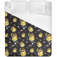 Doge Much Thug Wow Pattern Funny Kekistan Meme Dog Black Background Duvet Cover (california King Size) by snek