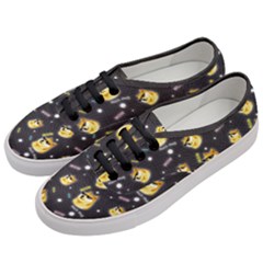 Doge Much Thug Wow Pattern Funny Kekistan Meme Dog Black Background Women s Classic Low Top Sneakers by snek