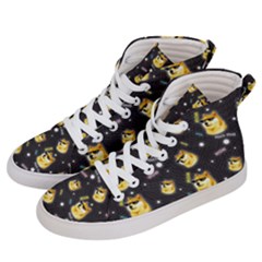 Doge Much Thug Wow Pattern Funny Kekistan Meme Dog Black Background Men s Hi-top Skate Sneakers by snek