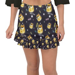 Doge Much Thug Wow Pattern Funny Kekistan Meme Dog Black Background Fishtail Mini Chiffon Skirt by snek