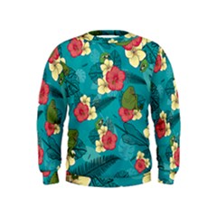 Apu Apustaja And Groyper Pepe The Frog Frens Hawaiian Shirt With Red Hibiscus On Green Background From Kekistan Kids  Sweatshirt by snek