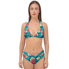 Apu Apustaja And Groyper Pepe The Frog Frens Hawaiian Shirt With Red Hibiscus On Green Background From Kekistan Double Strap Halter Bikini Set by snek