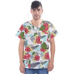 Apu Apustaja and Groyper Pepe The Frog frens Hawaiian Shirt with red Hibiscus on White background from Kekistan Men s V-Neck Scrub Top