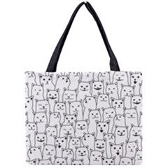 Funny Cat Pattern Organic Style Minimalist On White Background Mini Tote Bag by genx