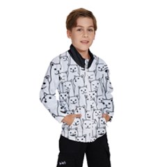 Funny Cat Pattern Organic Style Minimalist On White Background Windbreaker (kids) by genx