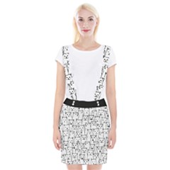 Funny Cat Pattern Organic Style Minimalist On White Background Braces Suspender Skirt by genx