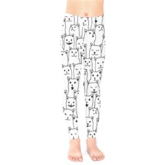 Funny Cat Pattern Organic Style Minimalist On White Background Kids  Legging by genx