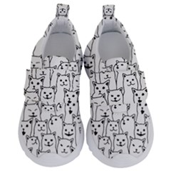 Funny Cat Pattern Organic Style Minimalist On White Background Velcro Strap Shoes by genx