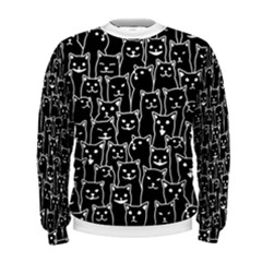 Funny Cat Pattern Organic Style Minimalist On Black Background Men s Sweatshirt by genx