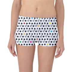 Boston Terrier Dog Pattern With Rainbow And Black Polka Dots Reversible Boyleg Bikini Bottoms by genx