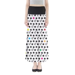 Boston Terrier Dog Pattern With Rainbow And Black Polka Dots Full Length Maxi Skirt by genx