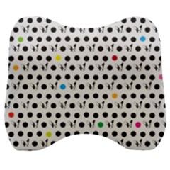 Boston Terrier Dog Pattern With Rainbow And Black Polka Dots Velour Head Support Cushion by genx