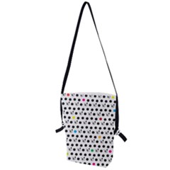 Boston Terrier Dog Pattern With Rainbow And Black Polka Dots Folding Shoulder Bag by genx