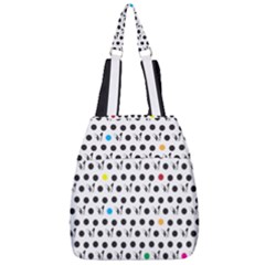 Boston Terrier Dog Pattern With Rainbow And Black Polka Dots Center Zip Backpack by genx