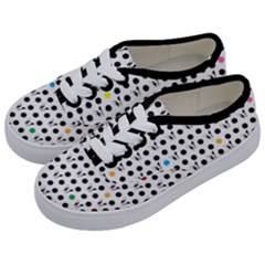 Boston Terrier Dog Pattern With Rainbow And Black Polka Dots Kids  Classic Low Top Sneakers