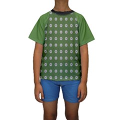 Logo Kekistan Pattern Elegant With Lines On Green Background Kids  Short Sleeve Swimwear by snek