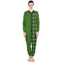 Logo Kekistan Pattern Elegant With Lines On Green Background Onepiece Jumpsuit (ladies) by snek