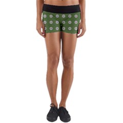 Logo Kekistan Pattern Elegant With Lines On Green Background Yoga Shorts by snek