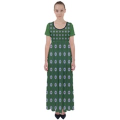 Logo Kekistan Pattern Elegant With Lines On Green Background High Waist Short Sleeve Maxi Dress by snek