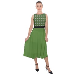 Logo Kekistan Pattern Elegant With Lines On Green Background Midi Tie-back Chiffon Dress by snek