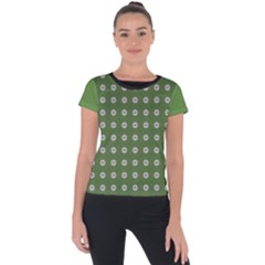 Logo Kekistan Pattern Elegant With Lines On Green Background Short Sleeve Sports Top  by snek