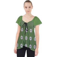 Logo Kekistan Pattern Elegant With Lines On Green Background Lace Front Dolly Top by snek