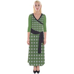 Logo Kekistan Pattern Elegant With Lines On Green Background Quarter Sleeve Wrap Maxi Dress by snek