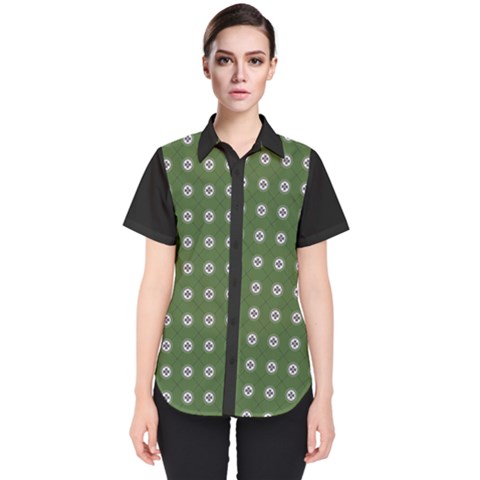 Logo Kekistan Pattern Elegant With Lines On Green Background Women s Short Sleeve Shirt by snek