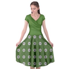 Logo Kekistan Pattern Elegant With Lines On Green Background Cap Sleeve Wrap Front Dress by snek