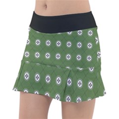 Logo Kekistan Pattern Elegant With Lines On Green Background Tennis Skirt by snek