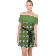 Logo Kekistan Pattern Elegant With Lines On Green Background Off Shoulder Chiffon Dress by snek